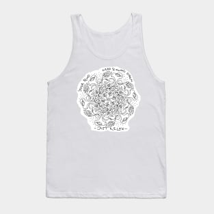 Black and White Doodle Art "Your Blood Need Slowing Down, Just Relax! " tshirt Tank Top
